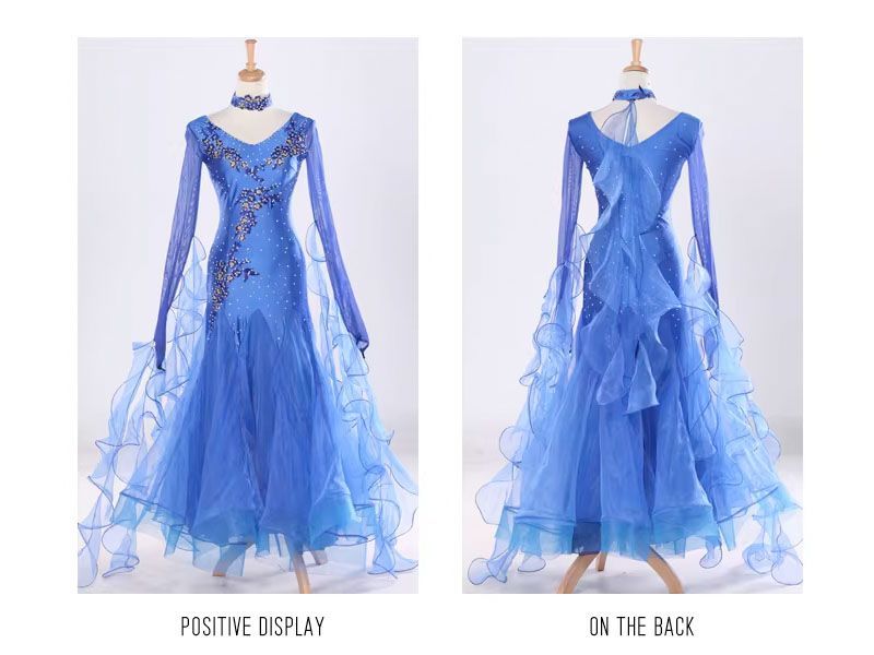 レディース 社交ダンス衣装 モダンドレス レースワンピース ビジュー ラインストーン オフショルダー キャミソール 長袖 パステルカラー 上品 華やか キレイ ゴージャス 豪華 大会 競技用 ワルツ ラテンダンス シフォンドレス 大きい裾