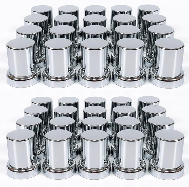 MTP Style ナットキャップ ホイールナットカバー 33 mm ISO ABS素材 10穴用 クロームメッキ フロント リア 高さ61 ダンプ デコトラ 大型トラック カスタム 汎用品 丸太カバー セット 予備