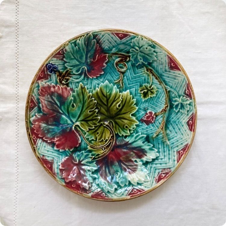 フランスアンティーク 皿｜バルボティーヌ 優雅な葉っぱ模様 1900年頃