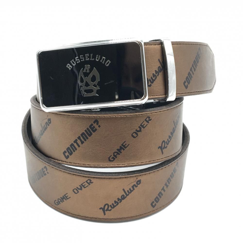 ラッセルノ セレーションベルト ブラウン×黒 ロゴ総柄 ルチャ メンズ ゴルフウェア RUSSELUNO