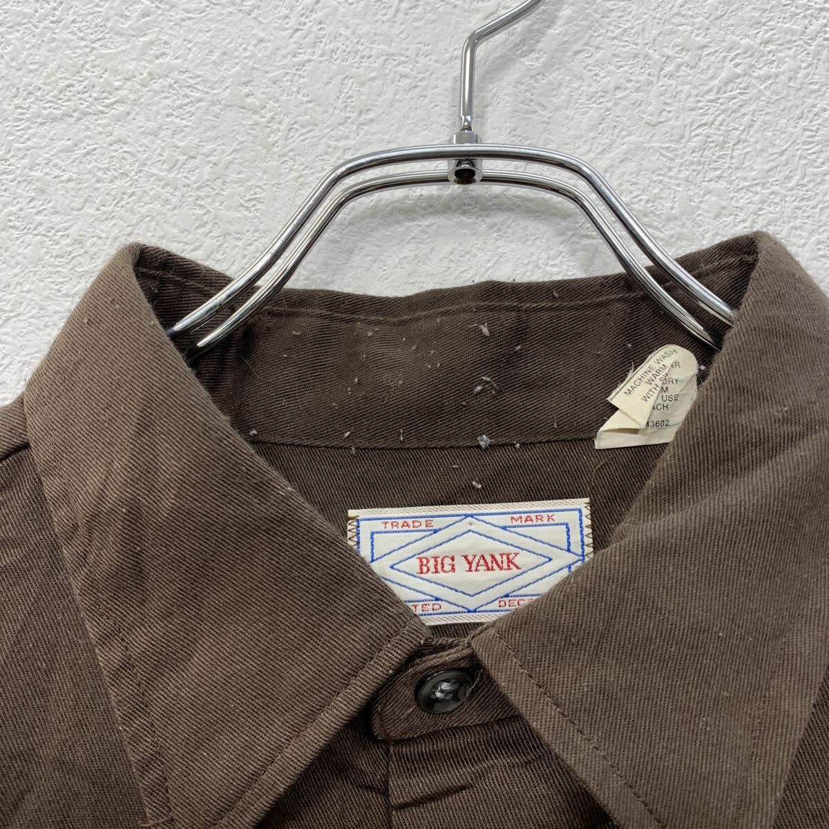 USA製 BIG YANK 長袖 無地シャツ XL ブラウン ビッグヤンク ボタン 胸