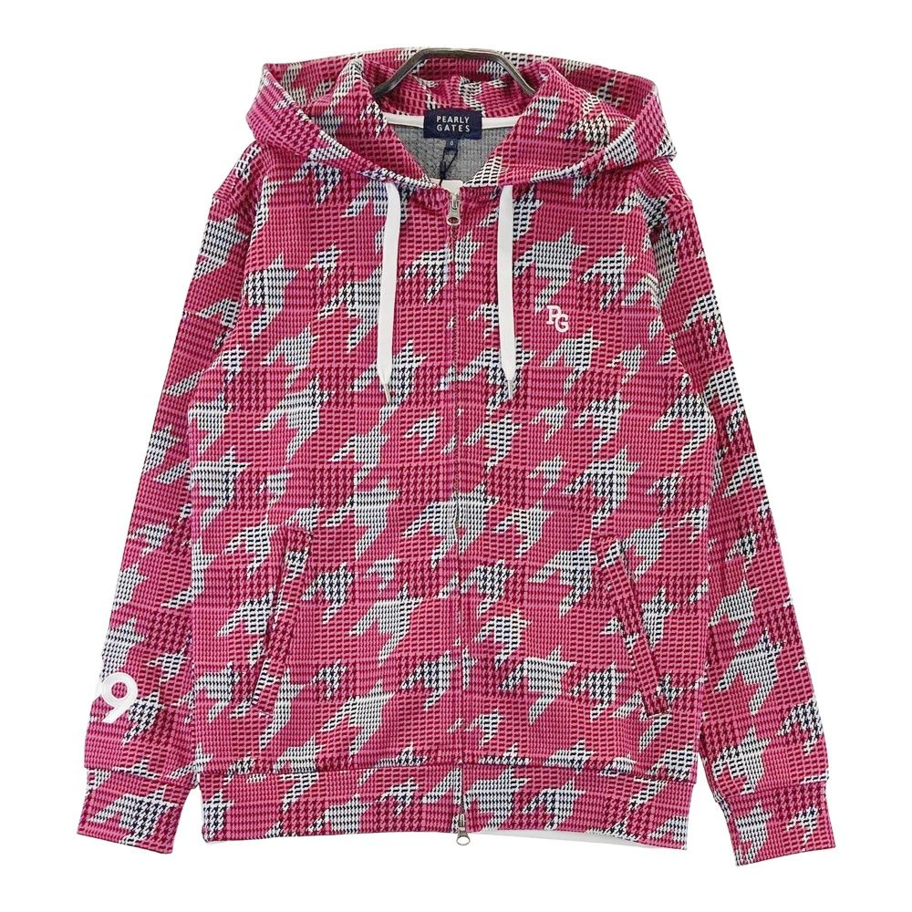 サイズ 0 PEARLY GATES パーリーゲイツ 055-2262902 ジップパーカー 千鳥 ピンク系 ゴルフウェア レディース ストスト