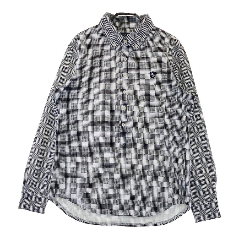 サイズ 4 PEARLY GATES パーリーゲイツ 長袖ポロシャツ ボタンダウン チェック柄 ネイビー系 ゴルフウェア メンズ ストスト