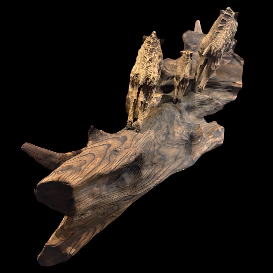 某有名資産家買取品 猪 作家物 天然目 木彫り 置物 ヴィンテージ 一点