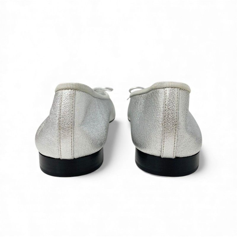 ❥CHANEL【シャネル】ココマーク♡フラットシューズ バレエシューズ シルバー CHANEL バレエフラットシューズシルバーCOCOマークサイズ37