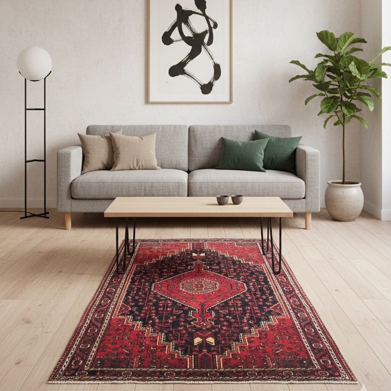 トライバルラグ ハメダン産 本物 手織り ペルシャ絨毯 アンティーク調