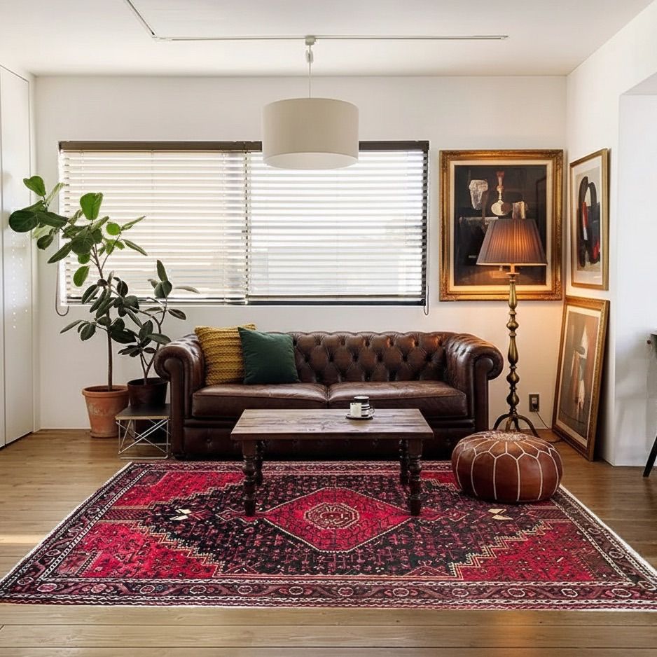 トライバルラグ ハメダン産 本物 手織り ペルシャ絨毯 アンティーク調