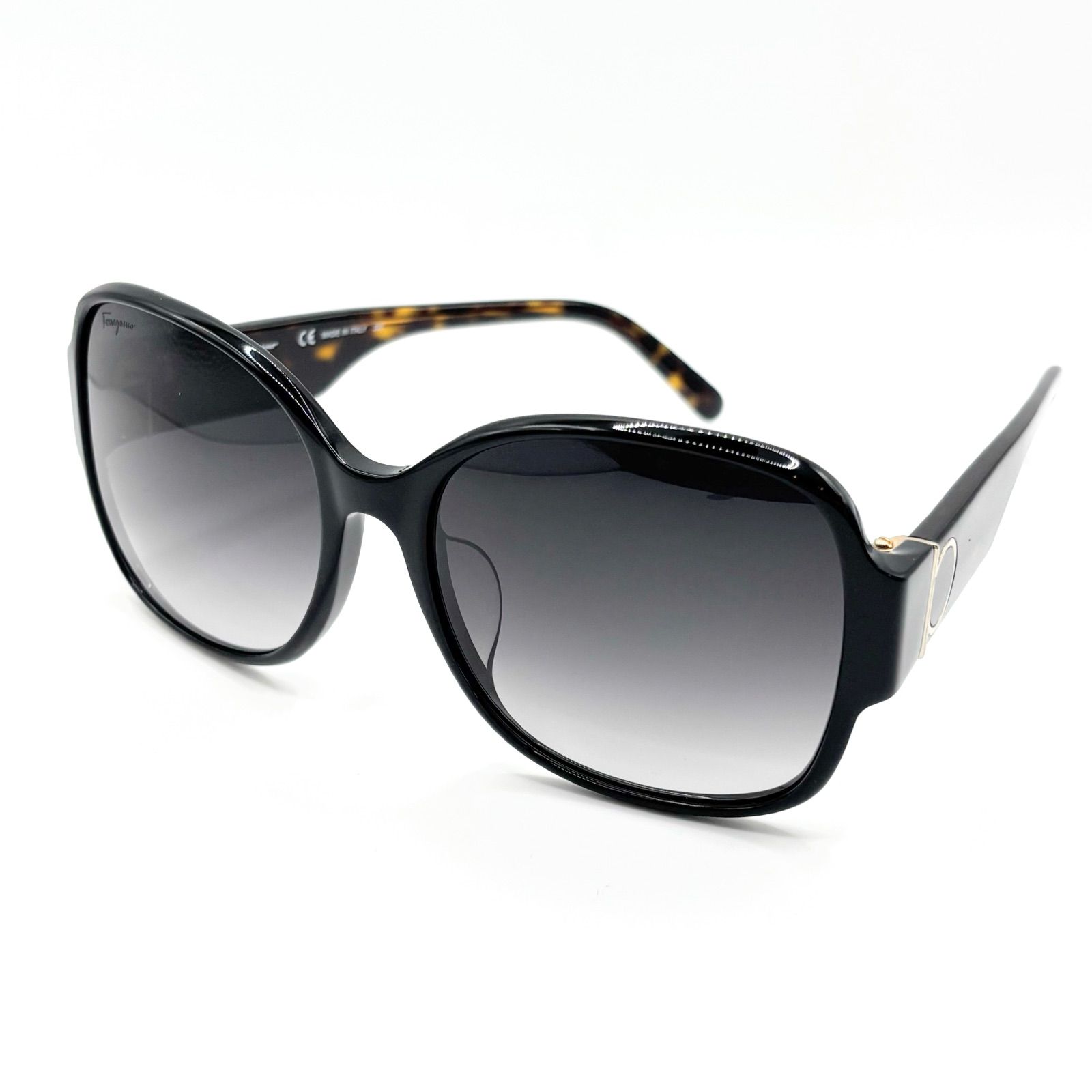 Salvatore Ferragamo サルヴァトーレ フェラガモ サングラス アイウェア べっ甲柄 イタリア製 プラスチック ブラウン ブラック 茶色 黒 006 57□17 145 3 BOX付き