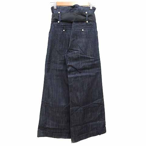 ドレスキャンプ DRESSCAMP ワイドパンツ デニム ウエストマーク パール 