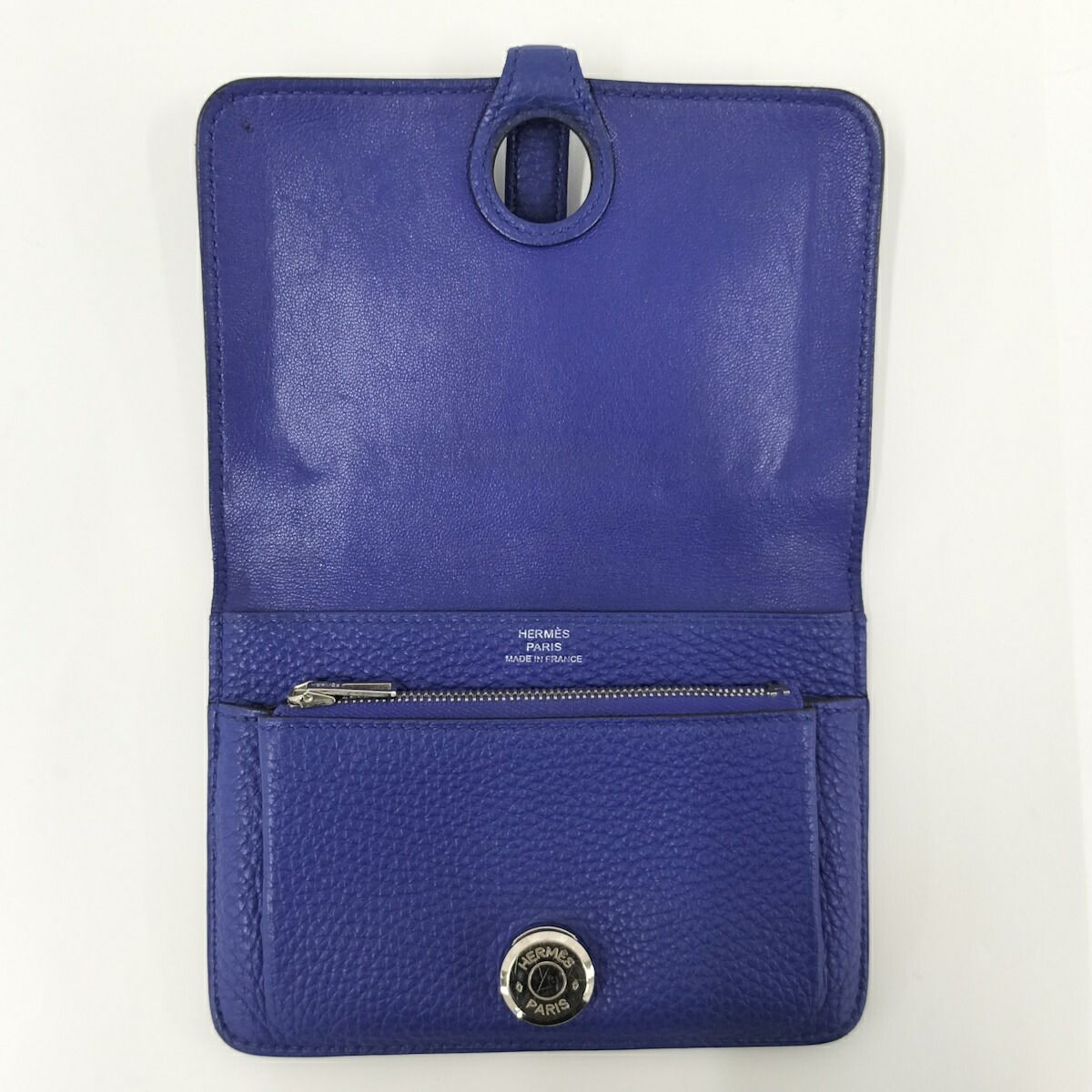 HERMES ドゴンコンパクト 二つ折り財布 レザー ブルー P刻印 - メルカリ