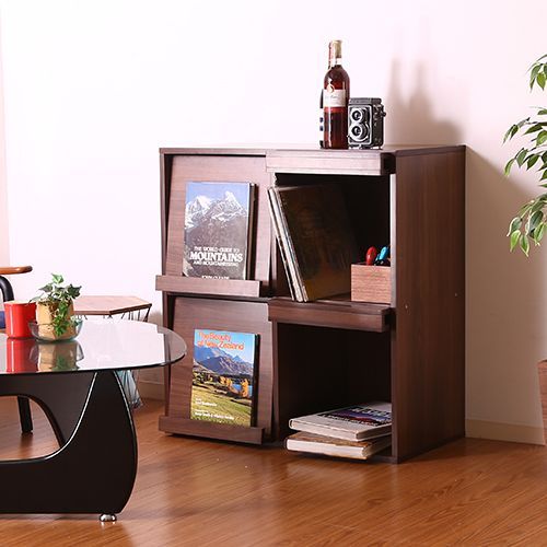 ♪扉付き 4マス ディスプレイラック 幅80 cm ラック キャビネット リビング収納 収納家具