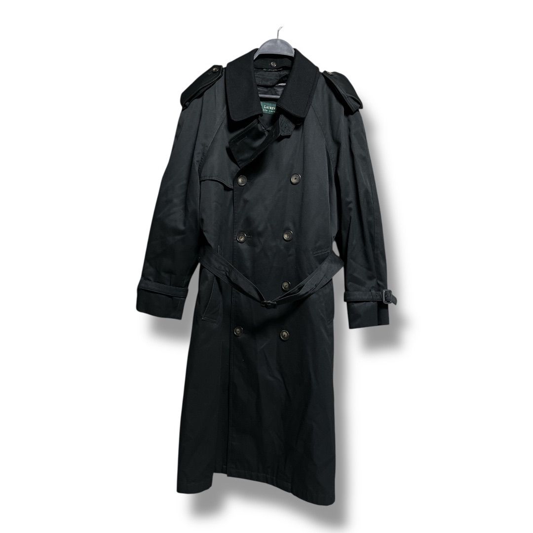 LAUREN RALPH ローレンラルフローレン ライナー付き ダブルトレンチコート アウター 襟装飾取り外し 長袖 上着 メンズ ブラック サイズ36 冬 48 No.K 1180 Y