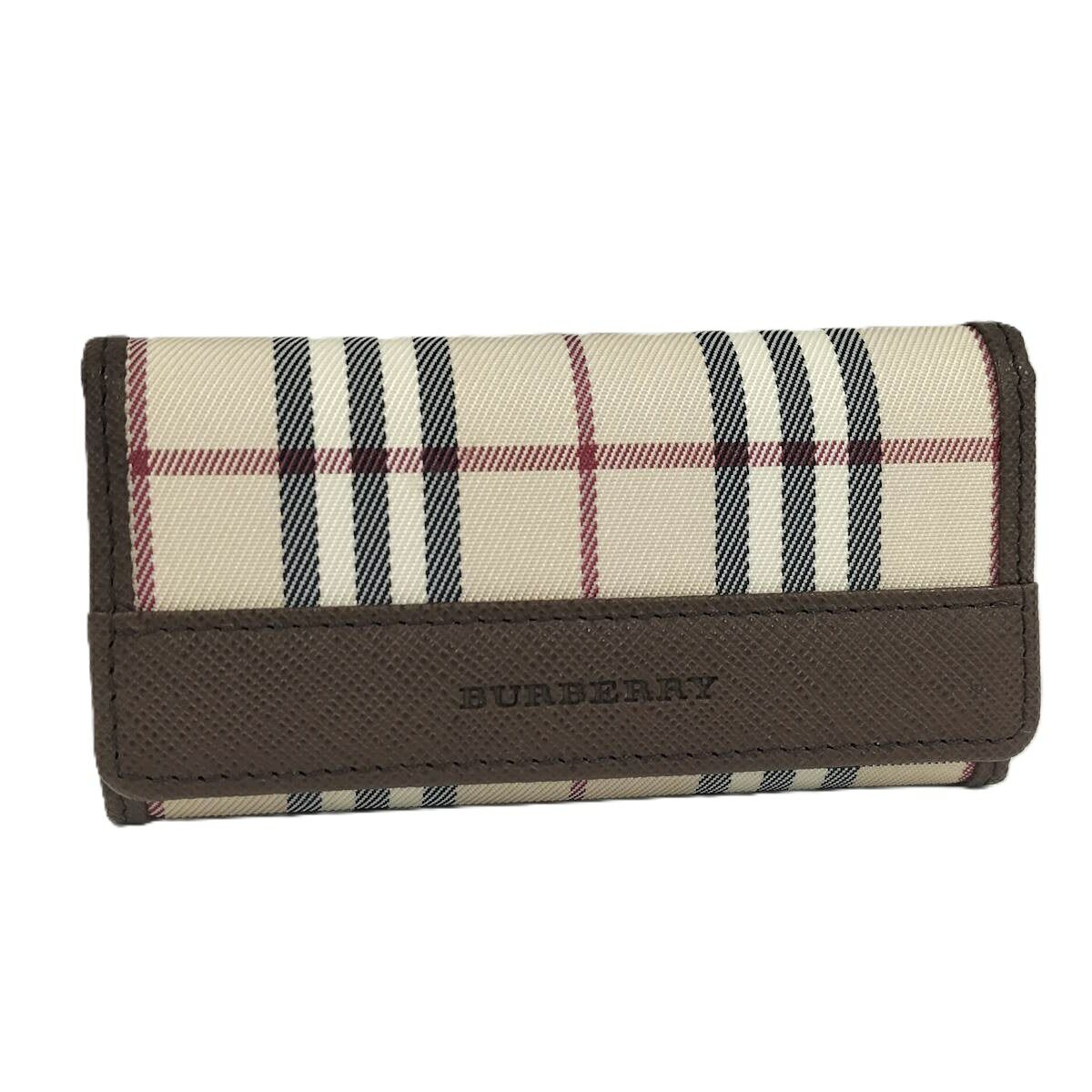BURBERRY 5連キーケース ノバチェック キャンバス レザー ベージュ系