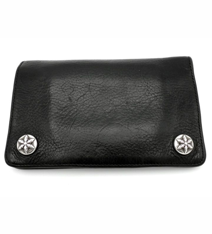 クロムハーツ CHROME HEARTS 1 ZIP スター ボタン 1ジップ レザー ウォレット 財布 n 10299