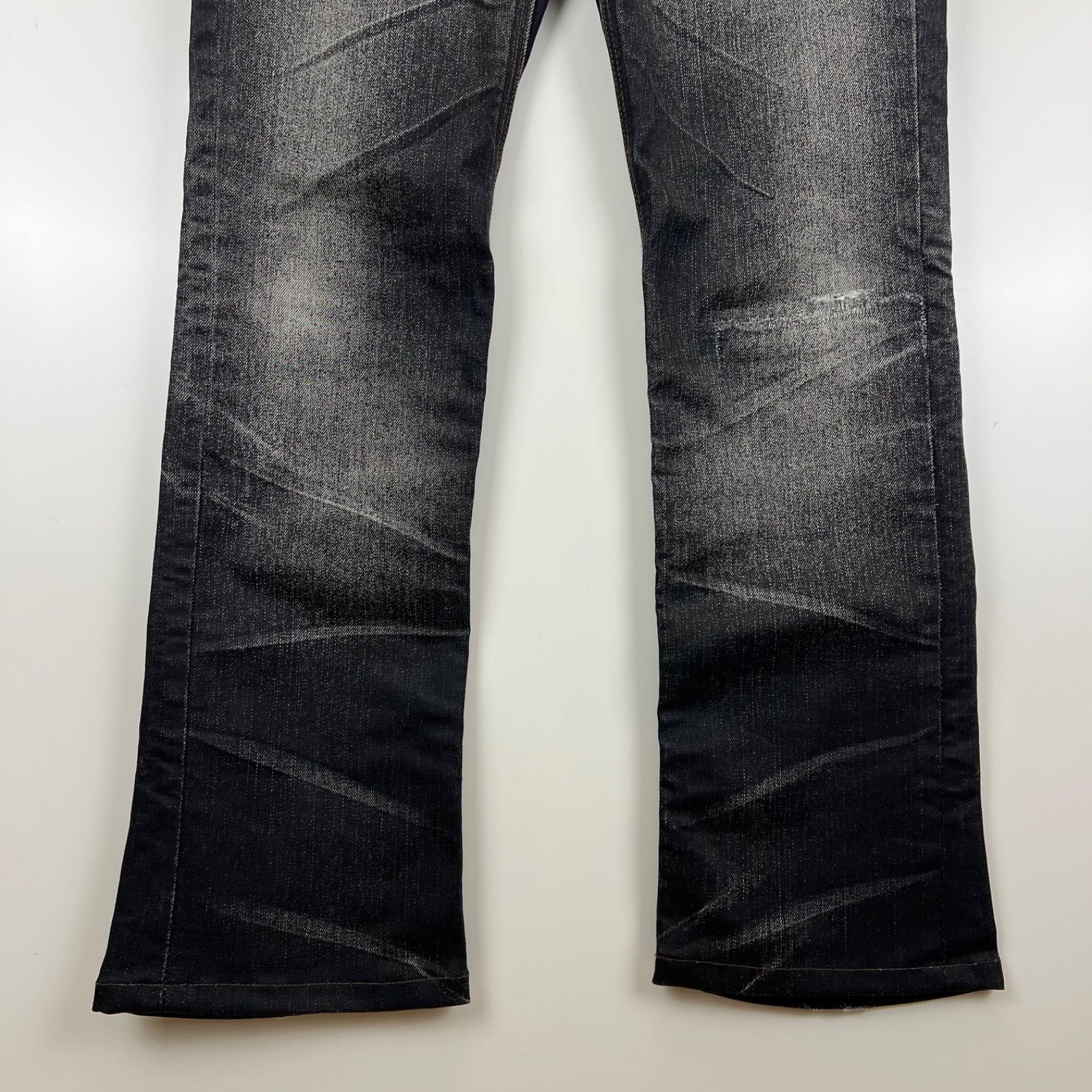 NICOLE CLUB FOR MEN 00s y2k archive coating damaged flare pants 46