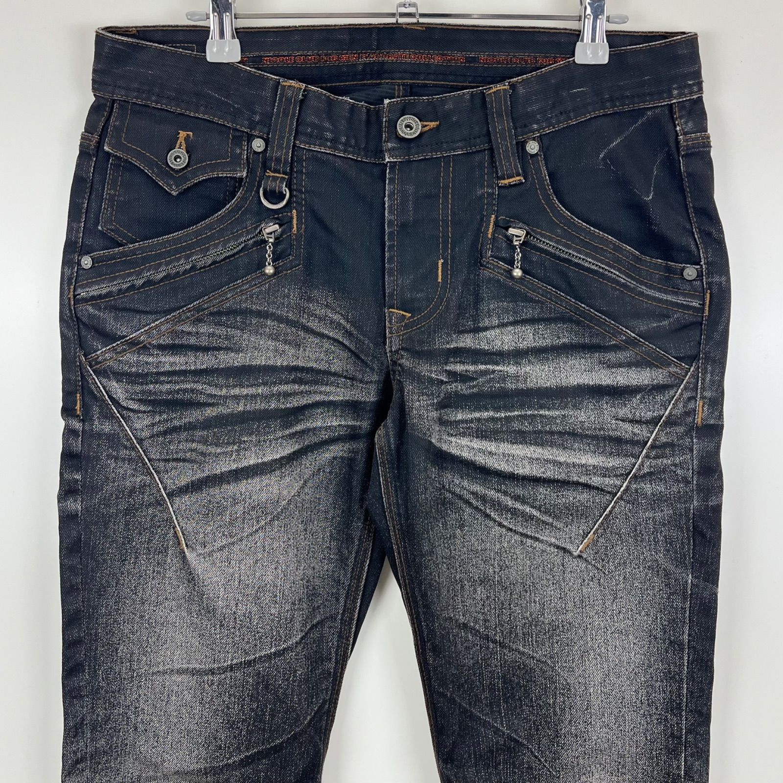 NICOLE CLUB FOR MEN 00s y2k archive coating damaged flare pants 46