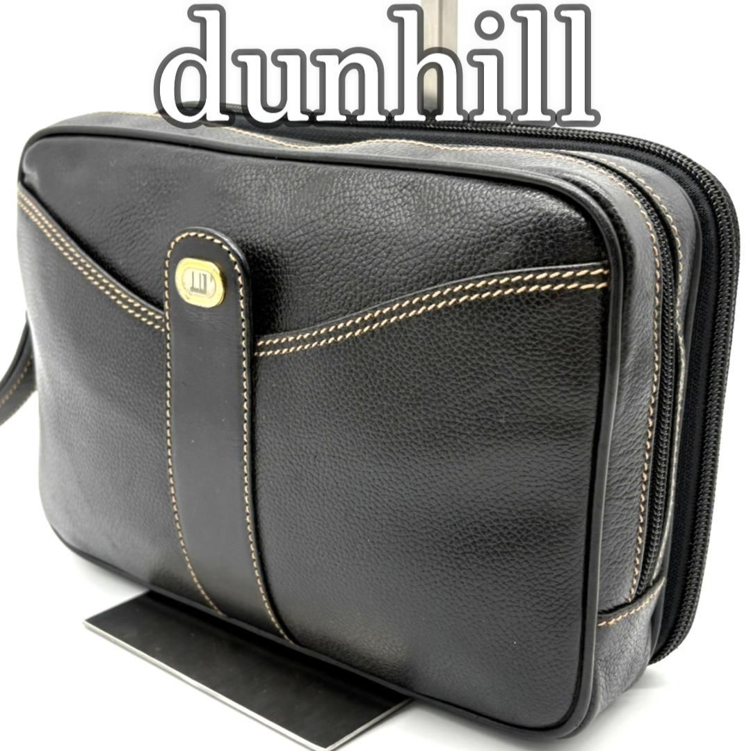 dunhill ダンヒル セカンドバッグ メンズ 本革 レザー 黒 NR3731