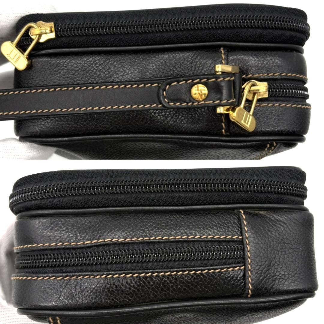 ダンヒル dunhill レザー クラッチバッグ ブラック ストラップ付き