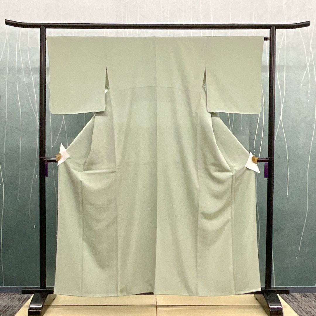 ｜適応身長 約161 cm リサイクル着物 鮫小紋 お稽古着 お茶席 しつけ糸つき 8300-00025