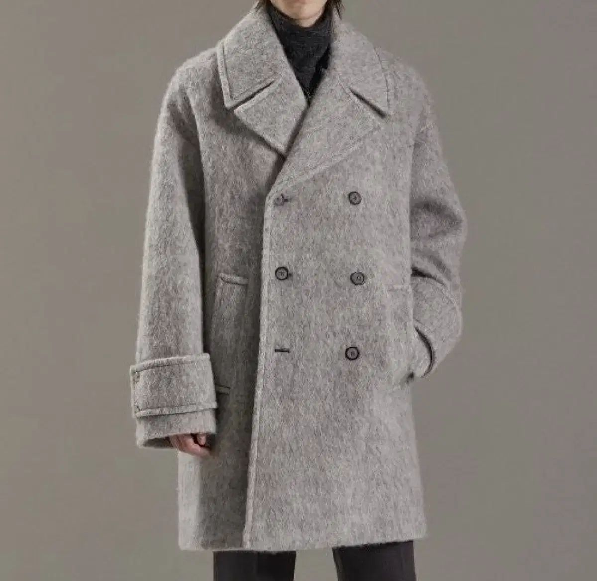 メゾンミネド ヘアリー オーバーサイズ グレー ハーフ コート