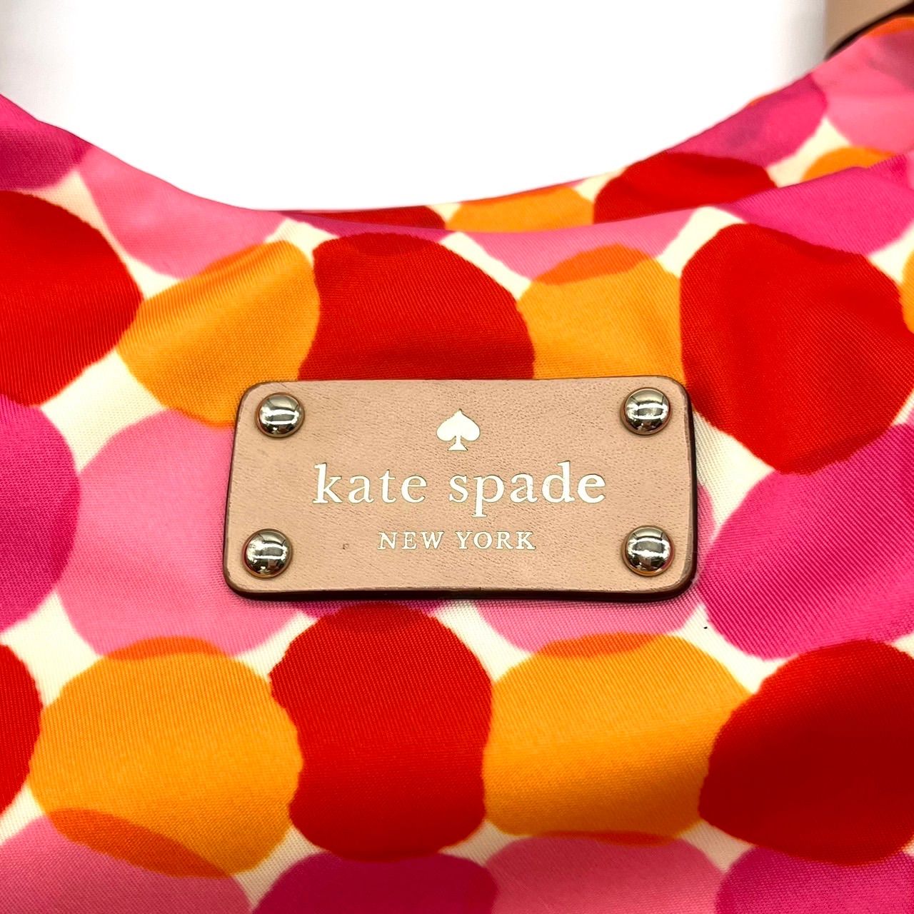 良品】kate spade new york ケイトスペード 水玉 総柄 ハンドバッグ 