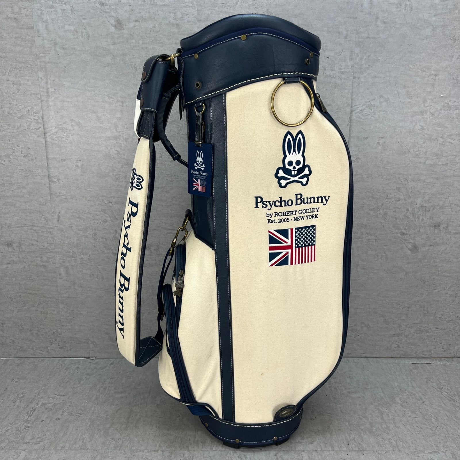  帆布生地 サイコバニー ゴルフ カート式キャディバッグ 約10型 Psycho Bunny キャディバッグ ゴルフバッグ キャディバッグ ゴルフ