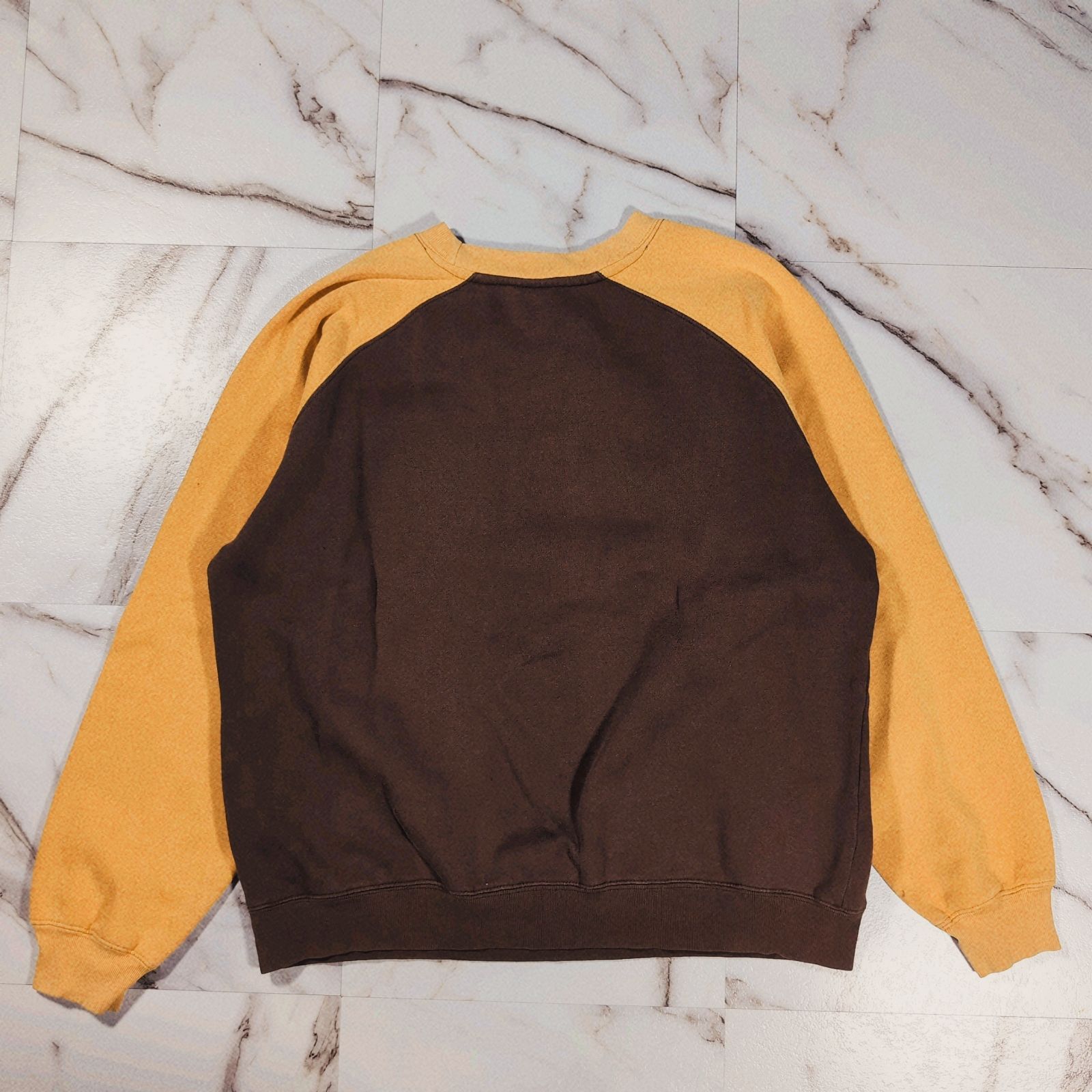 90s 紺タグ OLD STUSSY Sマークロゴプリント ラグランスウェットS 
