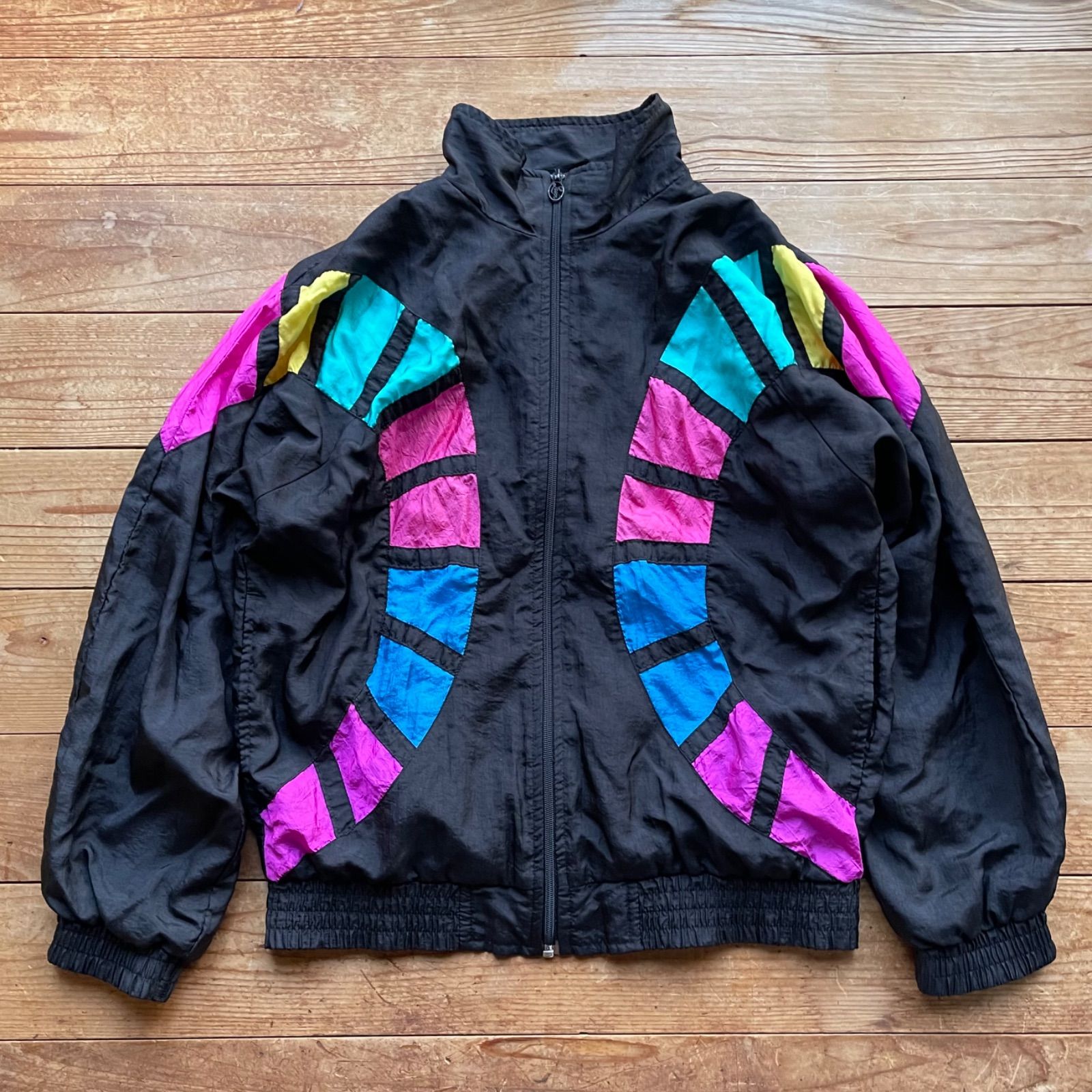 80's LAVON BY CHEERFUL CORP Switch nylon jacket. 古着 ブラック 黒