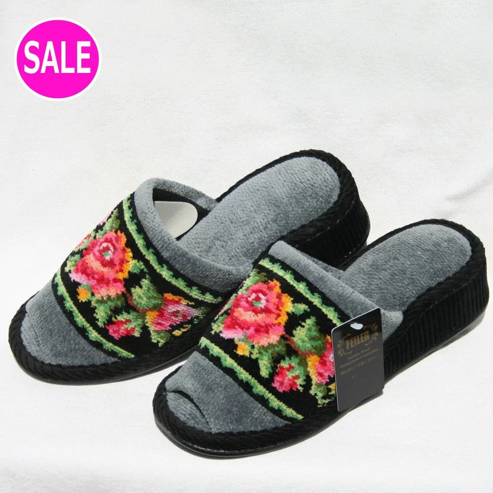 フェイラー スリッパ 定価9 350円 レイシーローズ グレー ヒール有 LR-159601