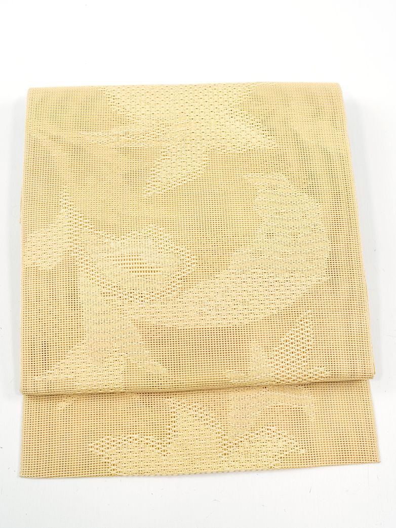 リサイクル 名古屋帯 ♥品 粗紗 草花 無地 夏八寸帯 正絹 _ 西陣 夏帯 夏物 カジュアル おしゃれ着 洒落着 パーティ お出かけ お茶会 お稽古 練習 夏八寸 夏九寸 夏 仕立て上がり no 18725 sf