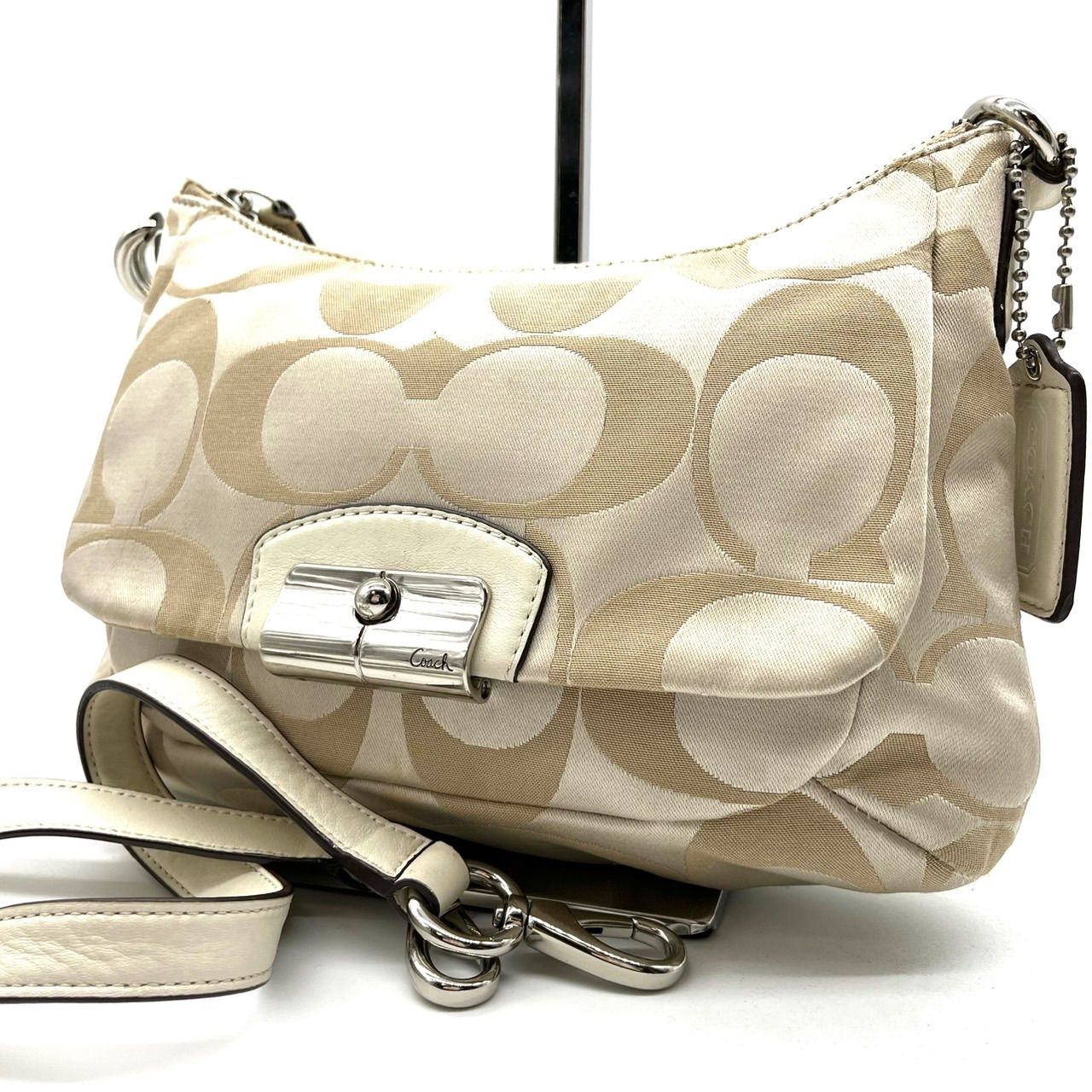 COACH y 2 k belt soho leather shoulder bag コーチ way ショルダーバッグ ハンドバッグ ワンショルダー アクセサリーポーチ ベージュ レディース