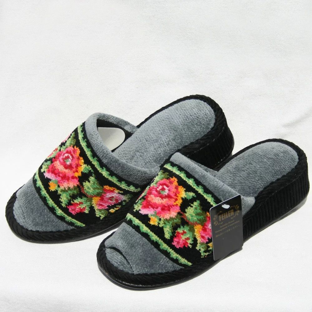 フェイラー スリッパ 定価9 350円 レイシーローズ グレー ヒール有 LR-159601