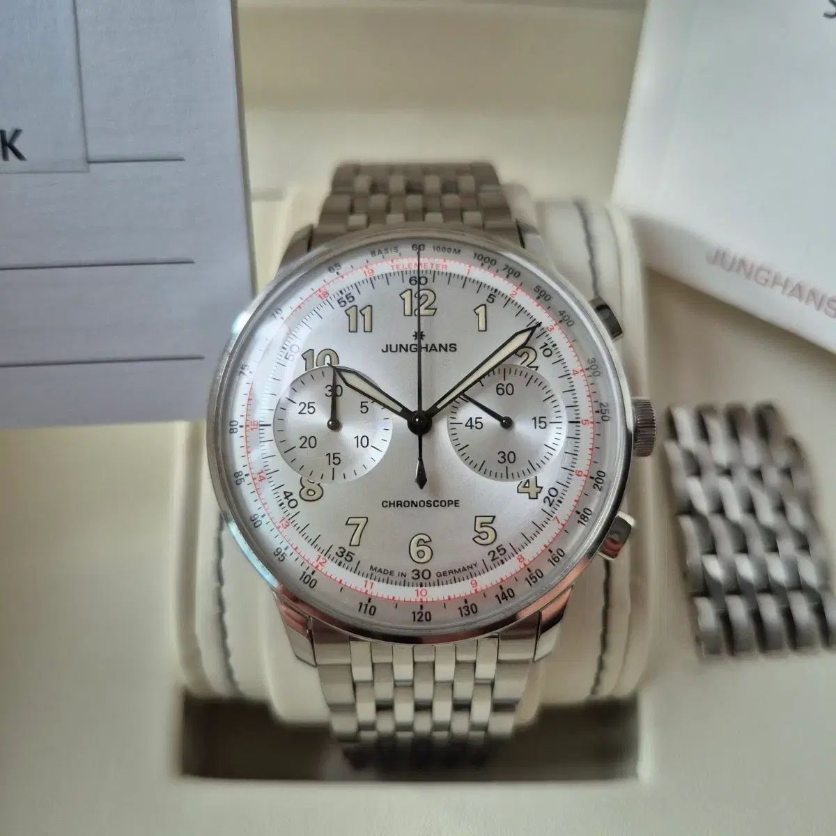 ユンハンス マイスター テレメーター オートマティック メタル メンズ時計 クロノグラフ