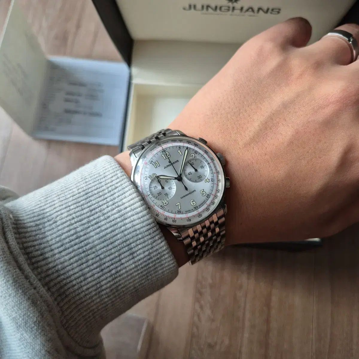  ユンハンス マイスター テレメーター オートマティック メタル メンズ時計 クロノグラフ 自動巻き時計 腕時計(アナログ)