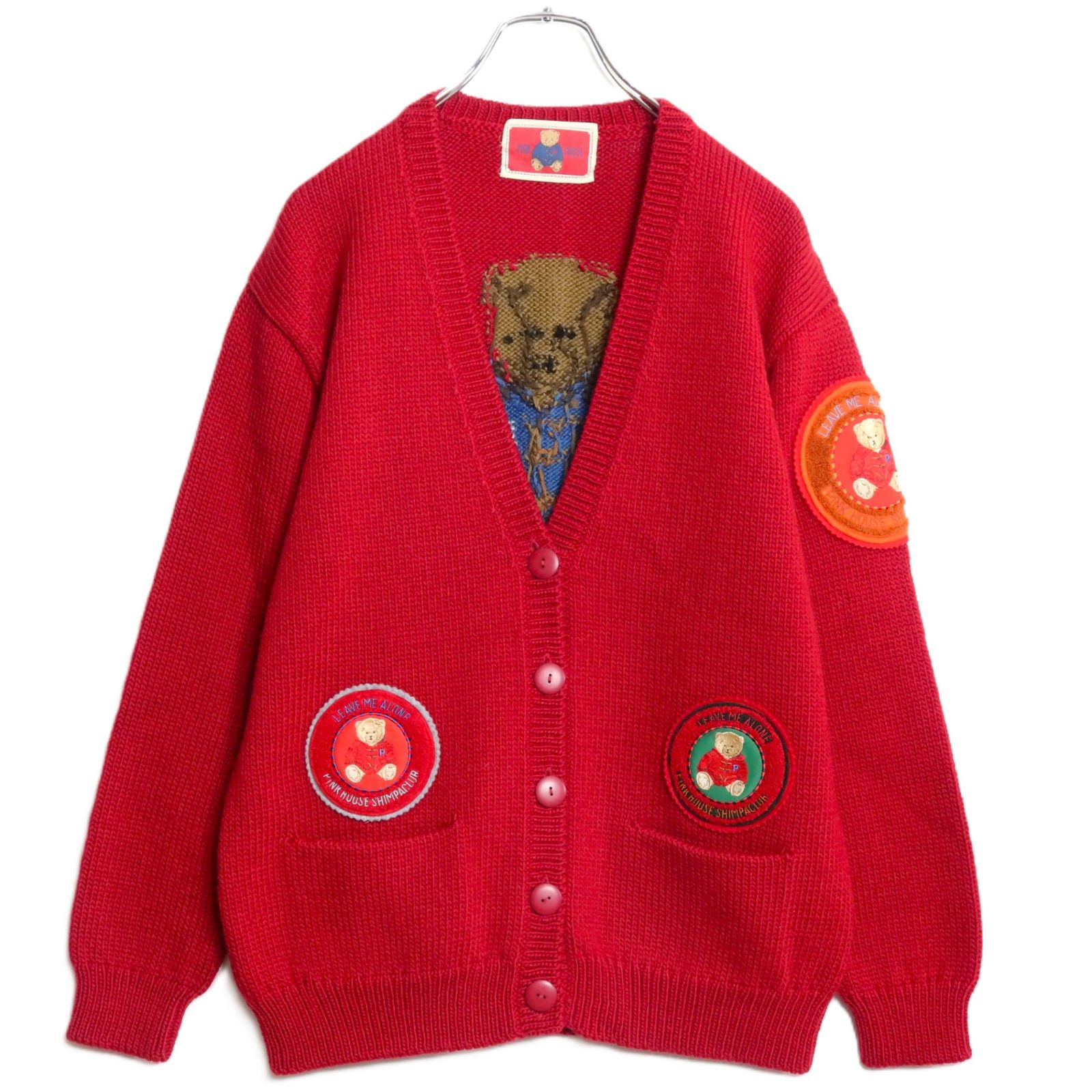 美品】ピンクハウス☆さがらワッペン♪ニットカーディガン 赤系 大きな