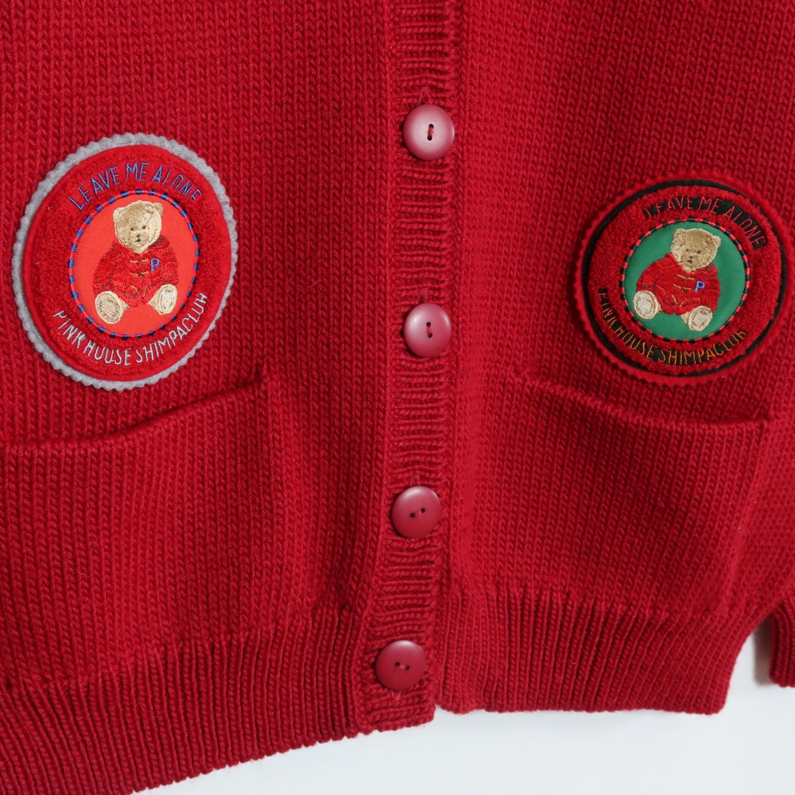美品】ピンクハウス☆さがらワッペン♪ニットカーディガン 赤系 大きな