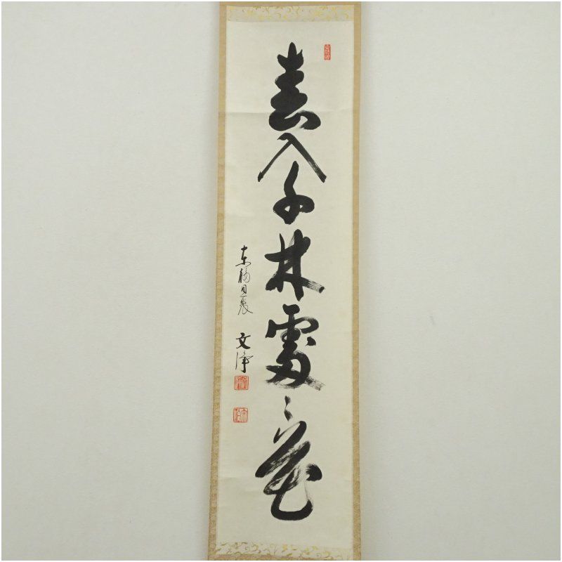 東福寺 西部文浄筆 春入千林處々花 一行書 肉筆紙本掛軸 共箱 掛け軸 床の間 書 おしゃれ 絵画 表具 芸術 茶道 年中掛け インテリア 茶掛 掛物 和室