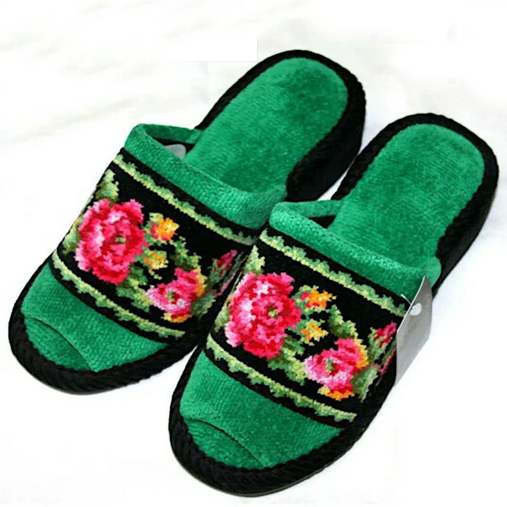 フェイラー スリッパ 定価9 350円 レイシーローズ グリーン ヒール有 LR 159601