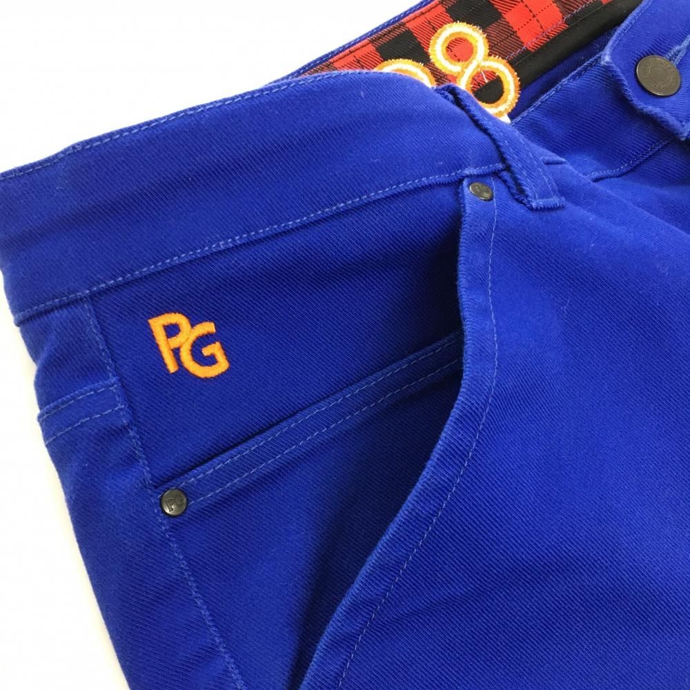 パーリーゲイツ パンツ ブルー×オレンジ 後ビッグロゴ ストレッチ