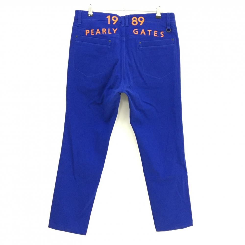 パーリーゲイツ パンツ ブルー×オレンジ 後ビッグロゴ ストレッチ