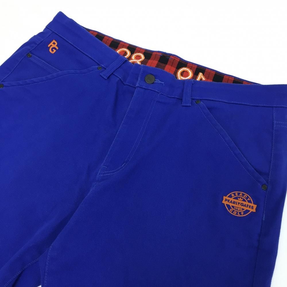 パーリーゲイツ パンツ ブルー×オレンジ 後ビッグロゴ ストレッチ