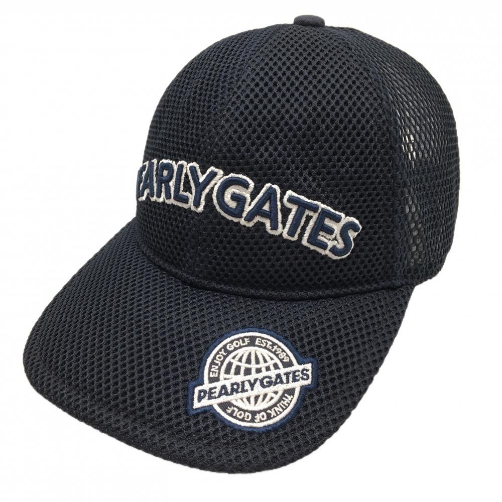 超美品】パーリーゲイツ メッシュキャップ ネイビー×白 立体ロゴ
