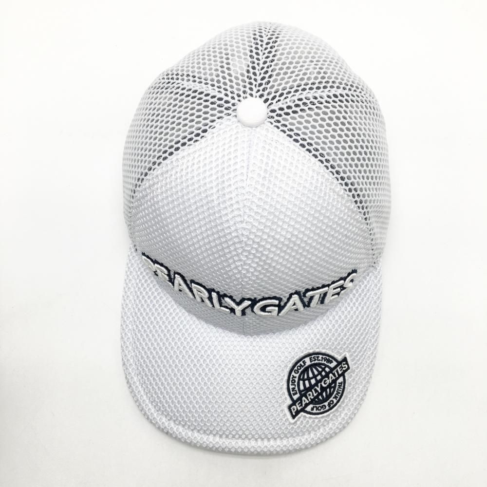 【美品！】PEARLY GATES パーリーゲイツ メッシュシャツ ホワイト 5 美品】パーリーゲイツ メッシュキャップ 白 立体ロゴ刺しゅう FR