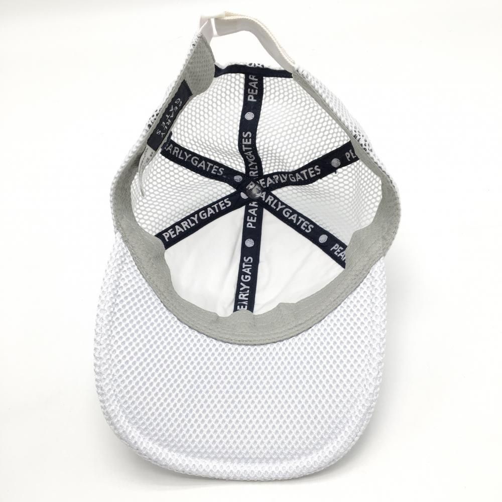 美品】パーリーゲイツ メッシュキャップ 白 立体ロゴ刺しゅう FR