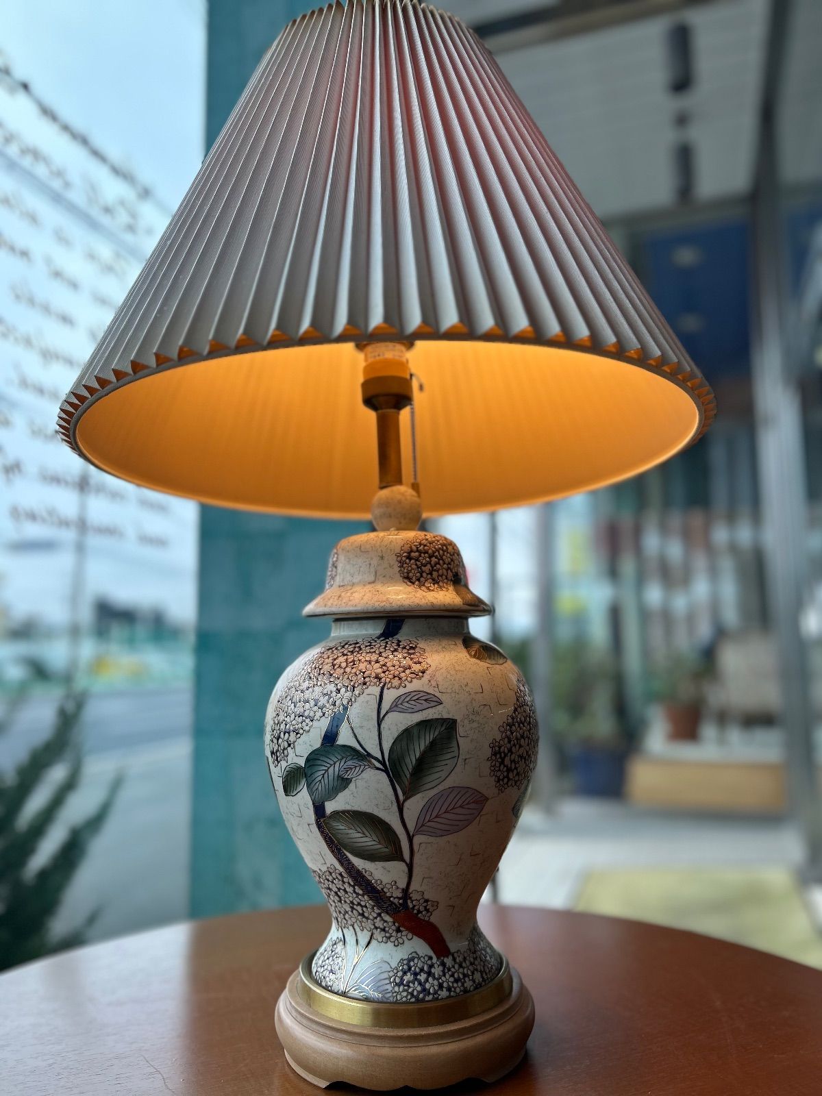 展示品特価!!】大型照明 スタンドランプ プリーツシェード 高級陶器 高