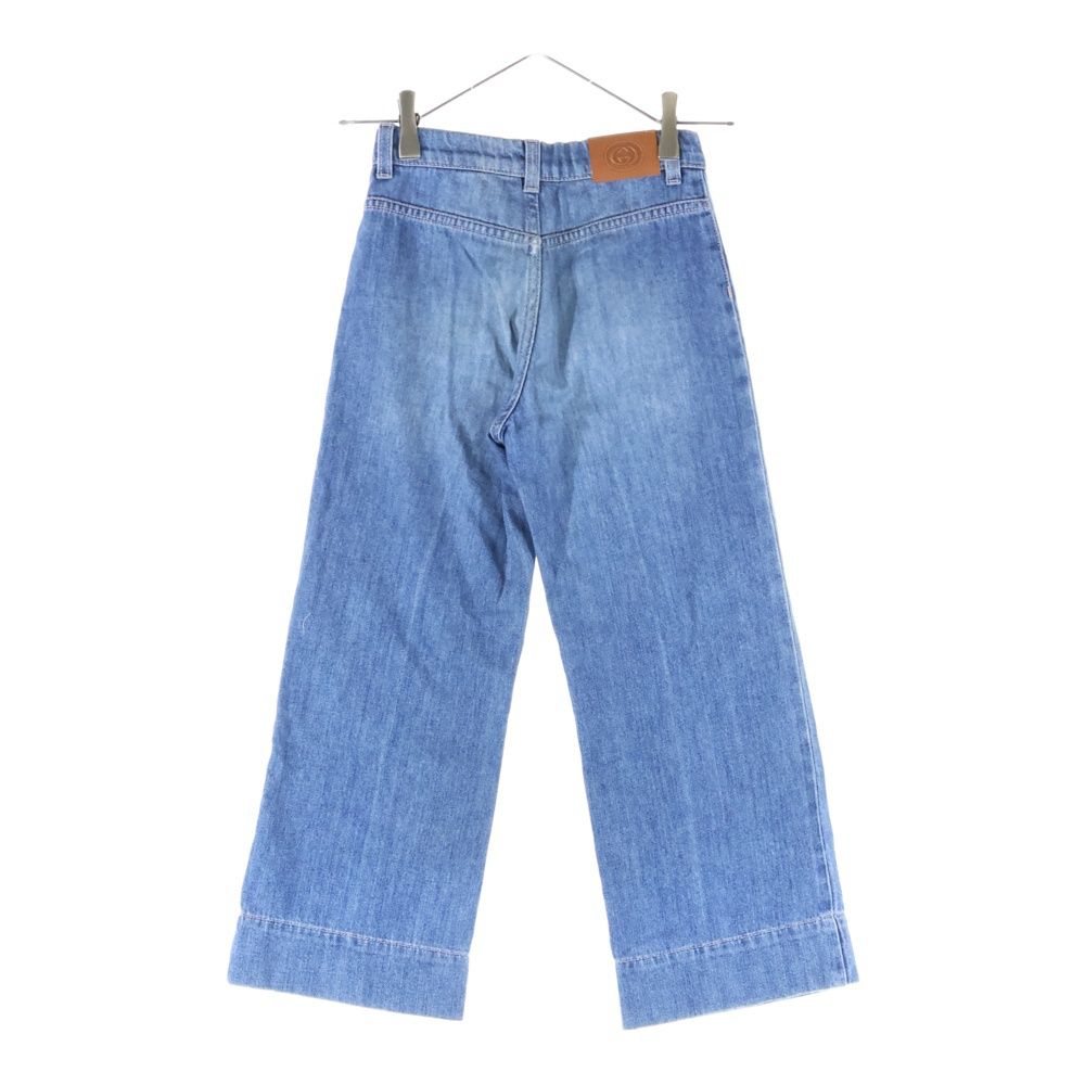 GUCCI (グッチ) GGロゴレザーワッペン キッズ デニムストレートパンツ