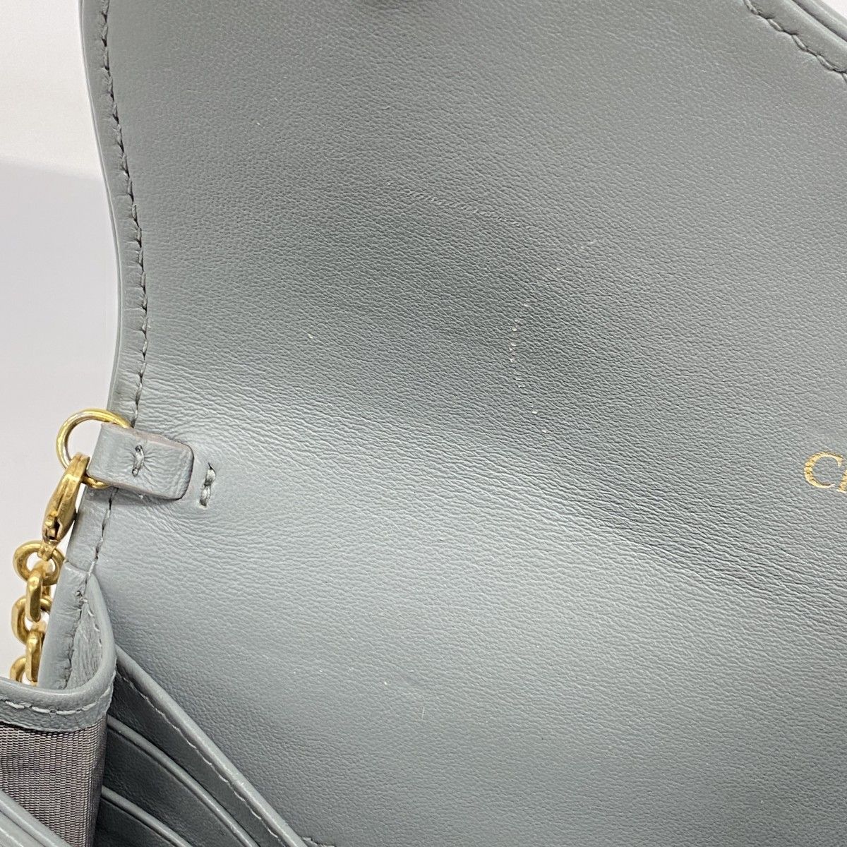  6 aa 0015 クリスチャンディオール ショルダーウォレット オブリーク キャンバス グレー ゴールド金具 レディース その他 小物