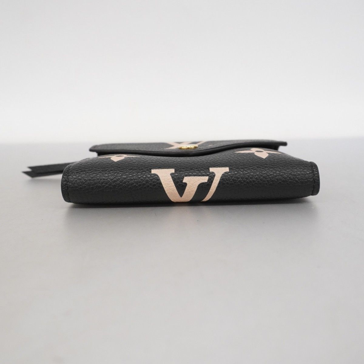 6 aa 0035-k ルイヴィトン 三つ折り財布 モノグラム アンプラント バイカラー ポルトフォイユヴィクトリーヌ M 80968 ブラック ベージュ レディース