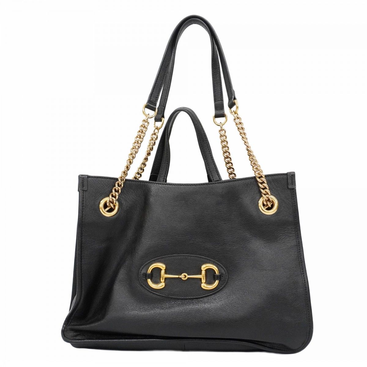 6 aa 0052 k グッチ ハンドバッグ ホースビット 1955 621144 レザー ブラック ゴールド金具 2 wayバッグ レディース