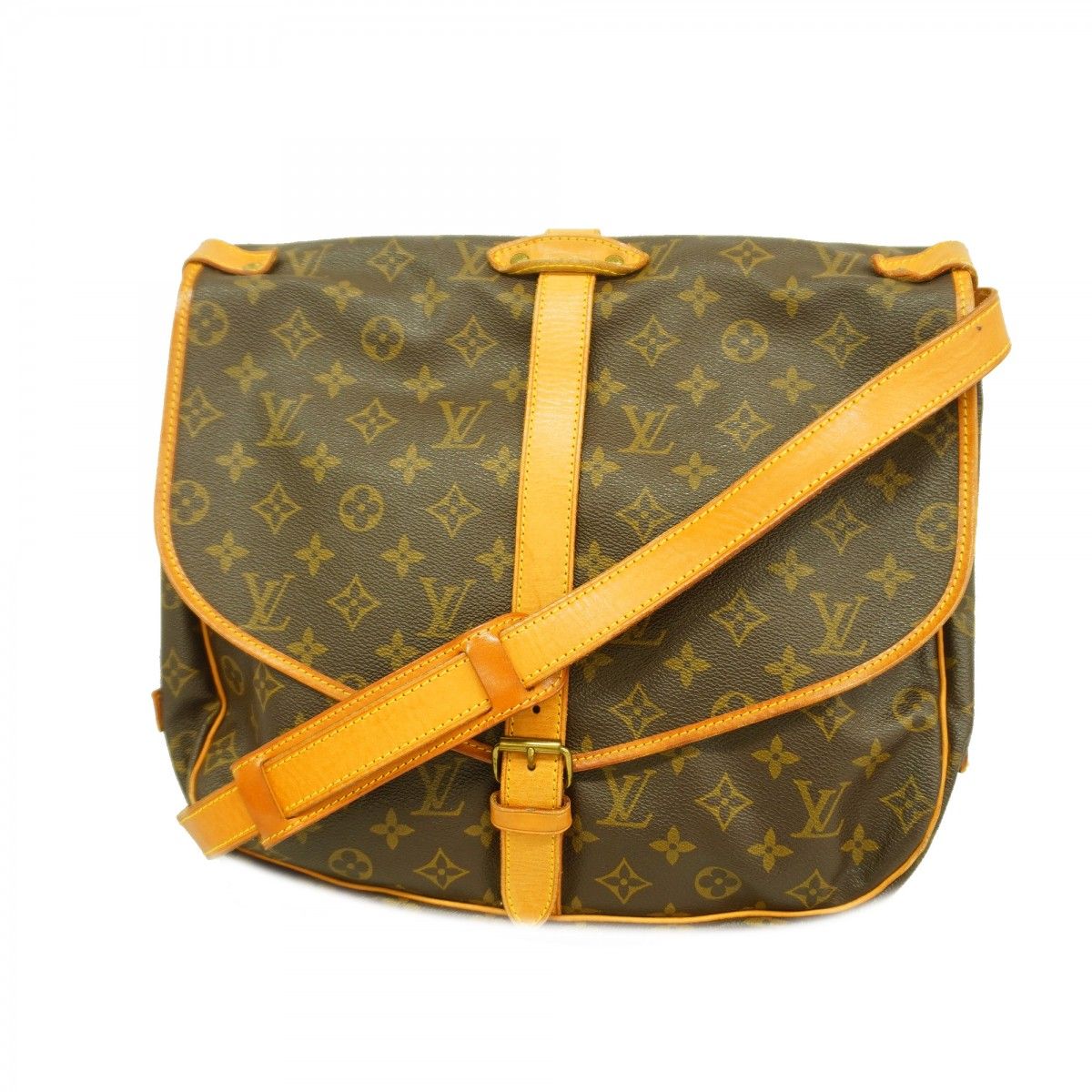 6 aa 0137 ルイヴィトン ショルダーバッグ モノグラム ソミュール35 M 42254 ブラウン レディース